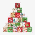 Set de 24 cajas de regalo para calendario de Adviento con diseños navideños - Cartulina Blanca / Estilo S690 (24 Piezas)