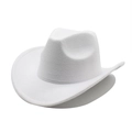 Dettaglio di un cappello da cowboy in feltro bianco con tesa larga e design classico - M / Bianco