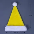 Bright yellow plush Christmas hat with white faux fur trim, size 45x35cm for adults - 45*35cm / Yellow Long Plush Adult