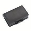 Men's black lychee textured RFID card holder with automatic pop-up and magnetic clasp - Black