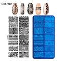 Rectangular nail stamping plate OM-H10 featuring diverse animal skin textures and nail tips - Animal Skin Print Series Style (OM-H10)