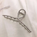 Detailed close-up of large silver metal hair claw clip with twisted rope texture design - Gunmetal Silver-Twisted Cross