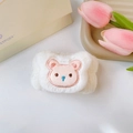 Polsino per lavaggio viso in peluche bianco con ricamo di orsetto rosa - Stile Orsetto dei Cartoni Animati (78#) / 1 Pezzo / Bianco