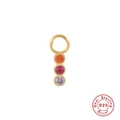 925 Sterling Silber Ohrring-Anhänger mit drei bunten Steinen in Gold-Finish veredelt - Gold Orange Rosa Violett (#46)