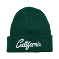 Berretto in maglia verde scuro con ricamo California bianco su tessuto elastico - Taglia unica / Verde Scuro