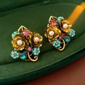 Colorful Flower Pearl Stud Earrings (7#)