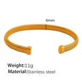 6mm gold-plated stainless steel gaspipe textured cuff bracelet with a 11g weight design - Gold Color 6mm (SZ08)