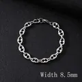 Classic 8.5mm wide stainless steel Cuban anchor bracelet in polished silver finish - 21cm / Silver/8.5mm Oval Link Bracelet