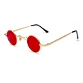 Retro small round steampunk sunglasses with gold metal frame and red tinted lenses - Gold Frame Red Lens C6