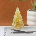 Mini sapin de Noël en résine jaune avec décorations de cristaux de citrine - 53 Citrine du Brésil + Paillettes de Noël