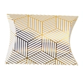 Pillow shaped gift box with gold foil geometric cube patterns on white cardstock - Gold Foil Stripes (Naked Box)