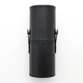 Schwarzer Make-up-Pinselhalter aus PU-Leder in Zylinderform mit Riemenverschluss - Schwarz