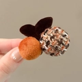 Chic autumn hair claw clip with orange flocked ball and tweed woven bead detail - 51# Houndstooth Cherry Approximately 5cm
