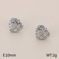 Silver stainless steel heart stud earrings with sparkling crystals and 10mm diameter - Heart / Silver