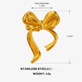 Anillo abierto de acero inoxidable dorado con diseño de lazo y un diámetro interno de 1,7 cm - Estilo Abierto con Lazo / Dorado