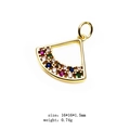 Golden fan-shaped pendant charm with colorful cubic zirconia and small hanging loop - Style 3