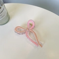 Dettaglio della molletta per capelli a fiocco rosa perlato con molla in metallo oro - Circa 9,5 cm / Rosa + Rosa Nude