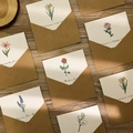 Vintage floral greeting cards with kraft envelopes on a rustic wooden background - H882 Lavender Series Card / With Envelope + Seal Sticker