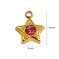 Detailed view of a 9mm by 11mm gold star pendant with a pink crystal for DIY jewelry - Rose Red Zircon