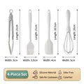 4-piece white silicone baking set including food clip, brush, spatula, and egg whisk - 4pcs Set (Brush+Spatula+Whisk+Clip)