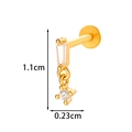 Gold star-shaped titanium labret stud with rectangular and round zirconia crystals - Rectangular Round Dangle Style (2606-8#) / Gold