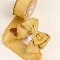Rouleau de ruban à volants jaune gingembre et nœud DIY en satin de qualité supérieure - 2,5 CM (10 Yards/Rouleau) / Jaune de blé
