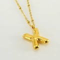 18K gold plated stainless steel necklace featuring a 3D bubble letter X pendant - Letter X / Gold