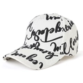 Unisex witte honkbalpet met zwarte graffiti-print en getextureerde jacquardstof - Verstelbaar (55-58cm) / Wit
