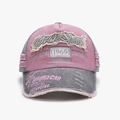 Cappellino vintage rosa e grigio con ricamo RockShank 1969 e visiera consumata - Regolabile / Rosa (24A290)