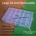 Transparent 24-compartment plastic organizer box with removable dividers 33x21.8x5.6cm - Large 24 Adjustable Compartments (33*21.8*5.6cm)