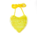 Cute yellow sequin heart-shaped crossbody bag for girls with matching braided strap - Yellow