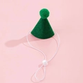 Dark green felt pet birthday party hat with plush pom-pom and adjustable chin strap - Green Birthday Hat