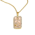 18K vergoldete Halskette mit rosa Emaille-Krebs-Zodiac-Anhänger und Kristallen - Krebs / Gold