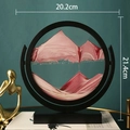 Pink and red round moving sand art decor with black frame, height 21.4cm and width 20.2cm - 8 Inch Rotate Pink