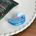 Mini whale hair claw clip made of light blue acetate with cute cartoon design and metal spring - Whale-4.1cm