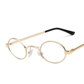 Retro small oval sunglasses with gold metal frame and black temple tips for men and women - Gold Frame Clear Lens