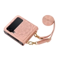 Funda de cuero mandala oro rosa con correa para Samsung Galaxy Z Flip con grabado - Samsung Z Flip3 / Oro rosa