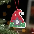 Pendaglio natalizio in legno a forma di cappello di Babbo Natale con stelle sull'albero - Ciondolo cappello di Natale