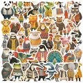 Set of 55 waterproof fairy tale animal stickers featuring dressed-up panda and tiger - Animals Wearing Clothes (SJS244) / 55 Sheets
