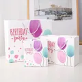 Three watercolor balloon birthday gift bags in various sizes with woven handles - Balloon / Small (14*15*7CM)