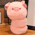 Cute pink plush pig slap bracelet toy for children with soft furry texture - Sitting Pink Pig