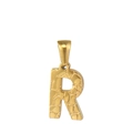 Collana in acciaio inossidabile dorato con lettera R e finitura testurizzata - Lettera R (Ciondolo Singolo)