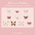 Set di 20 adesivi a farfalla in PVC iridescente rosa e oro per scrapbooking vintage - Desideri d'Amore (Rosa)