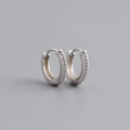 Elegante s925 Sterling Silber Creolen mit drei Reihen funkelnder Zirkonia-Steine besetzt - Klein / Weißgold