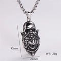 Collar hip hop de acero inoxidable para hombre con colgante de calavera y león - Color Plata (Sin Cadena)