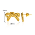 Detailed macro view of gold-plated stainless steel bow earrings with 20mm x 10mm dimensions - 20mm x 10mm / Gold (E4858)
