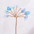 Handmade aquamarine crystal money tree ornament with copper wire and light blue stones - Aquamarine