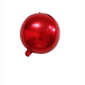 Glossy red spherical 4D aluminum foil balloon with metallic finish on white background - 10" / Red
