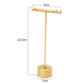 Golden T-bar metal earring stand with round base, height 11.5cm, for jewelry display - Round Base / 6*11.5cm / Gold