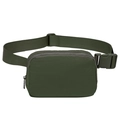 Army green nylon sports waist bag with adjustable strap and waterproof zipper finish - Army Green